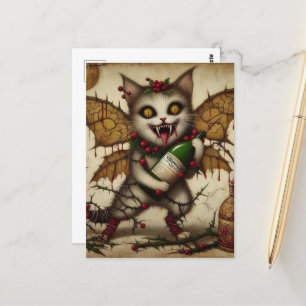 Feestelijke Vampire Cat Christmas Briefkaart
