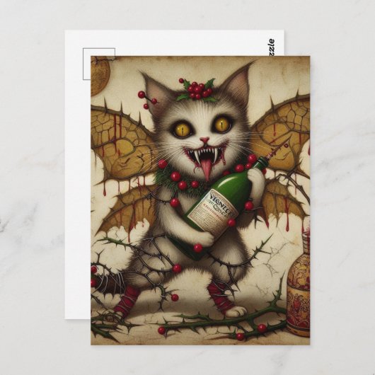 Feestelijke Vampire Cat Christmas Briefkaart (Voorkant / Achterkant)