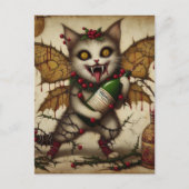 Feestelijke Vampire Cat Christmas Briefkaart (Voorkant)