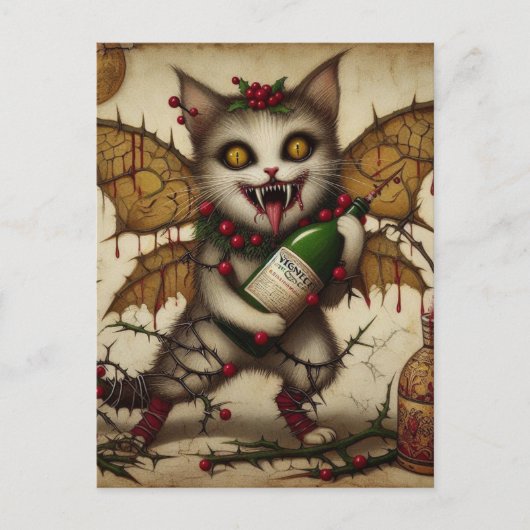 Feestelijke Vampire Cat Christmas Briefkaart (Voorkant)
