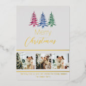 Feestelijke veelkleurige kerstpagode folie feestdagenkaart (Voorkant)