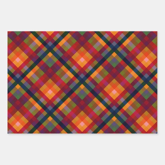 Feestelijke veelkleurige retro gespeelde verjaarda inpakpapier vel (Voorkant)