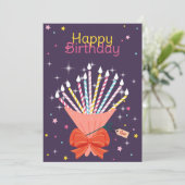 Feestelijke Verjaardag Boeket Kaarsen Viering Aankondiging (Staand voorkant)