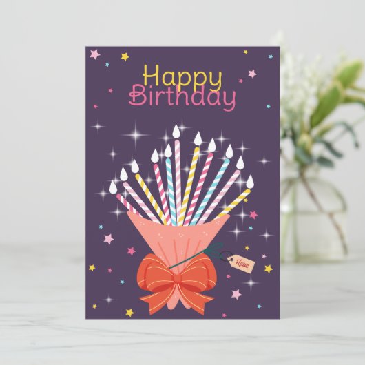 Feestelijke Verjaardag Boeket Kaarsen Viering Aankondiging (Staand voorkant)