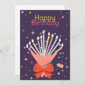 Feestelijke Verjaardag Boeket Kaarsen Viering Aankondiging (Voorkant / Achterkant)