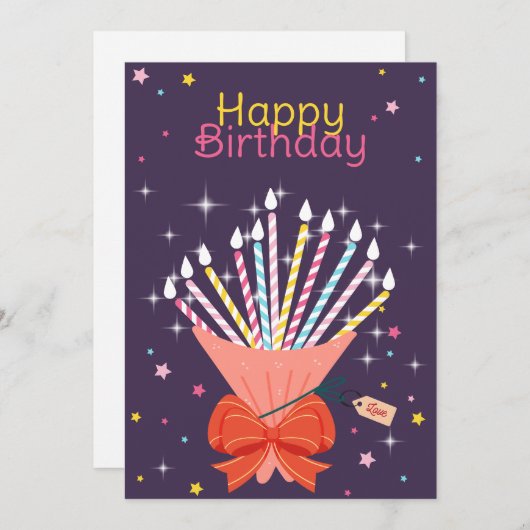 Feestelijke Verjaardag Boeket Kaarsen Viering Aankondiging (Voorkant / Achterkant)