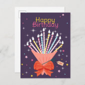 Feestelijke Verjaardag Boeket Kaarsen Viering Aankondigingskaart (Voorkant / Achterkant)