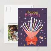 Feestelijke Verjaardag Boeket Kaarsen Viering Feestdagenkaart (Voorkant / Achterkant)