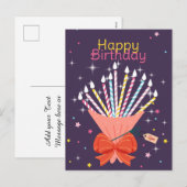 Feestelijke Verjaardag Boeket Kaarsen Viering Feestdagenkaart (Voorkant / Achterkant)