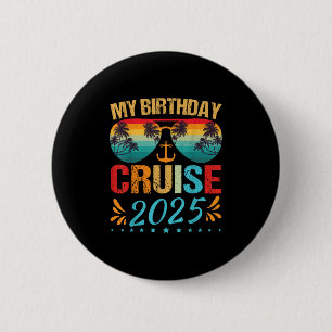 Feestelijke Verjaardag Cruise Schip Feest 2025 Man Ronde Button 5,7 Cm