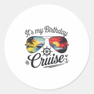 Feestelijke Verjaardag Cruise Schip Feest 2025 Man Ronde Sticker