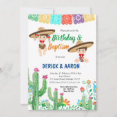 Feestelijke verjaardag en doop voor tweeling jonge kaart (Voorkant)