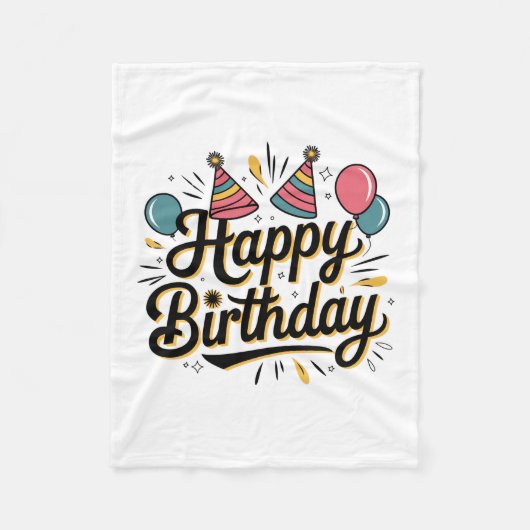 Feestelijke Verjaardag Fleece Deken (Voorkant)