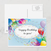 Feestelijke Verjaardag Groeten Briefkaart (Voorkant / Achterkant)