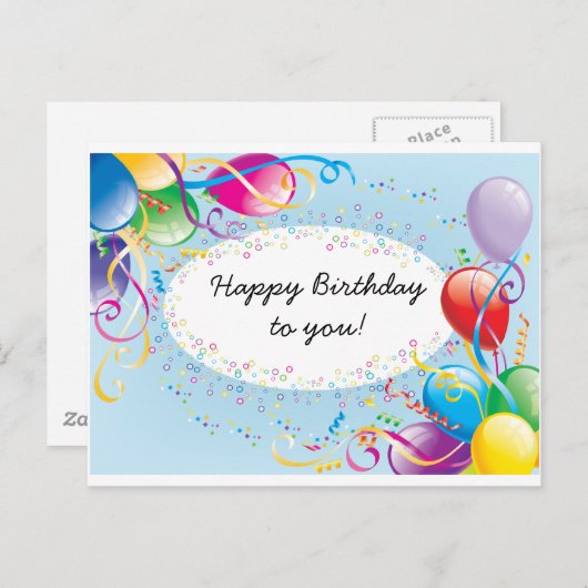 Feestelijke Verjaardag Groeten Briefkaart (Voorkant / Achterkant)