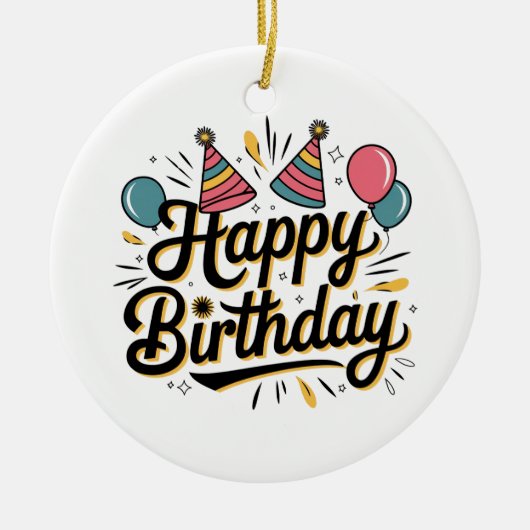 Feestelijke Verjaardag Keramisch Ornament (Voorkant)