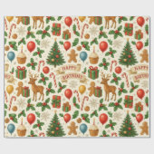 Feestelijke verjaardag Kerstmis Cadeaupapier (Vlak)