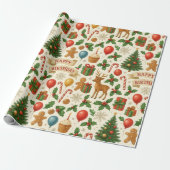 Feestelijke verjaardag Kerstmis Cadeaupapier (Uitgerold)
