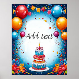 Feestelijke verjaardag met ballonnen poster