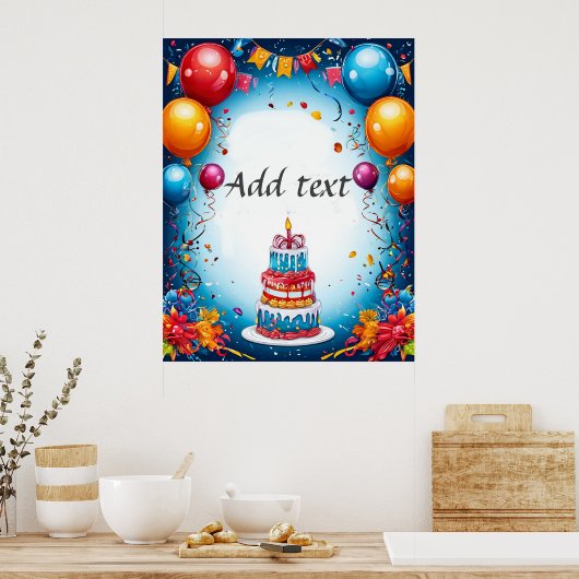 Feestelijke verjaardag met ballonnen poster (Keuken)