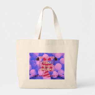 Feestelijke Verjaardag Ontwerp: Vandaag is mijn ve Grote Tote Bag