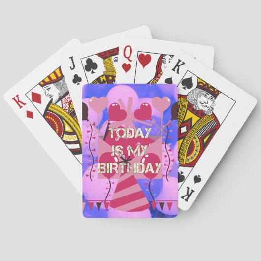 Feestelijke Verjaardag Ontwerp: Vandaag is mijn ve Pokerkaarten (Achterkant)
