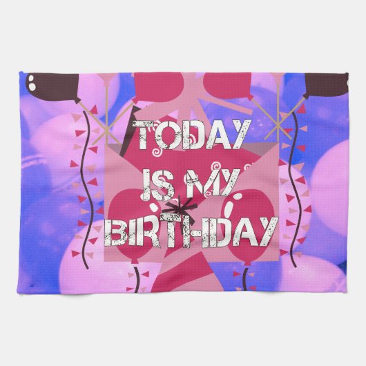 Feestelijke Verjaardag Ontwerp: Vandaag is mijn ve Theedoek (Horizontaal)