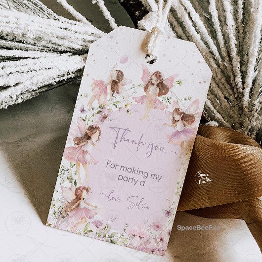 Feestelijke verjaardag van de feeën cadeaulabel