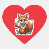 Feestelijke Verjaardag Vos met Cupcake Hart Sticker (Voorkant)
