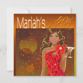 Feestelijke verjaardags cocktailparty amber/rood kaart (Voorkant)