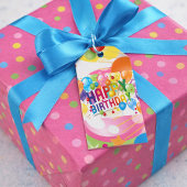 Feestelijke verjaardagscadeautag cadeaulabel