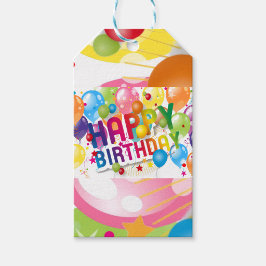 Feestelijke verjaardagscadeautag cadeaulabel