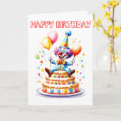 Feestelijke Verjaardagsfeest Clown Kaart (Gele Bloem)