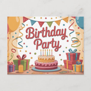Feestelijke verjaardagsfeest illustratie met cake feestdagenkaart