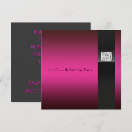 Feestelijke verjaardagsfeest met hete roze tint kaart (Voorkant / Achterkant)