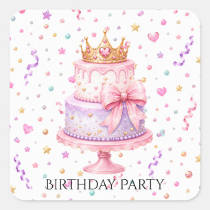 Feestelijke Verjaardagsfeest met Princess Confetti Vierkante Sticker