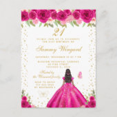 Feestelijke verjaardagsfeest prinses donkere huid  briefkaart (Voorkant)