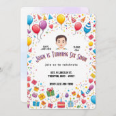 Feestelijke verjaardagsfeestje Ballonnen en gesche Kaart (Voorkant / Achterkant)