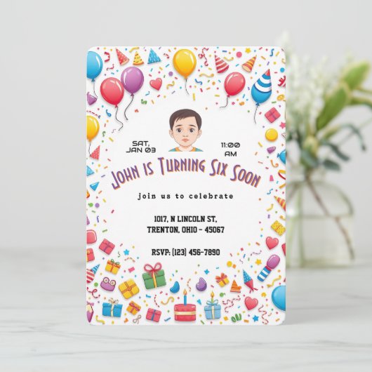 Feestelijke verjaardagsfeestje Ballonnen en gesche Kaart (Staand voorkant)