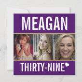 feestelijke verjaardagsfoto paars goud wit 39 jaar kaart (Voorkant)