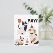"Feestelijke Verjaardagskaart met Katten" Briefkaart (Staand voorkant)
