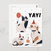"Feestelijke Verjaardagskaart met Katten" Briefkaart (Voorkant / Achterkant)