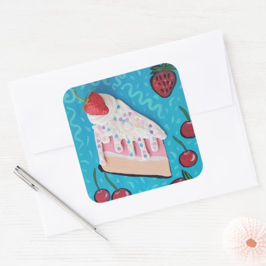 Feestelijke verjaardagstaart Fun Party Sticker (Envelop)