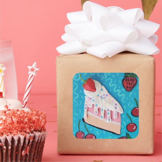 Feestelijke verjaardagstaart Fun Party Sticker (Feest)