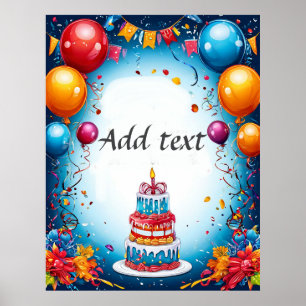 Feestelijke verjaardagsviering met ballonnen poster