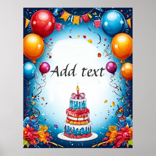 Feestelijke verjaardagsviering met ballonnen poster (Voorkant)