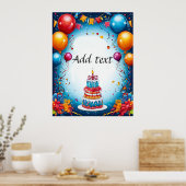 Feestelijke verjaardagsviering met ballonnen poster (Keuken)