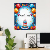 Feestelijke verjaardagsviering met ballonnen poster (Thuiskantoor)