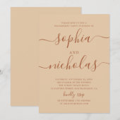Feestelijke Verloving | Warm Perzik Zand Script Tr Kaart (Voorkant / Achterkant)
