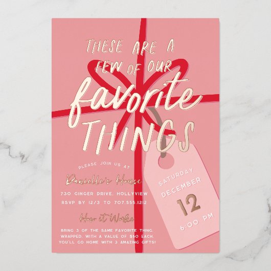 feestelijke verpakking | Vakantie Favoriete Dingen Folie Uitnodiging (Voorkant)